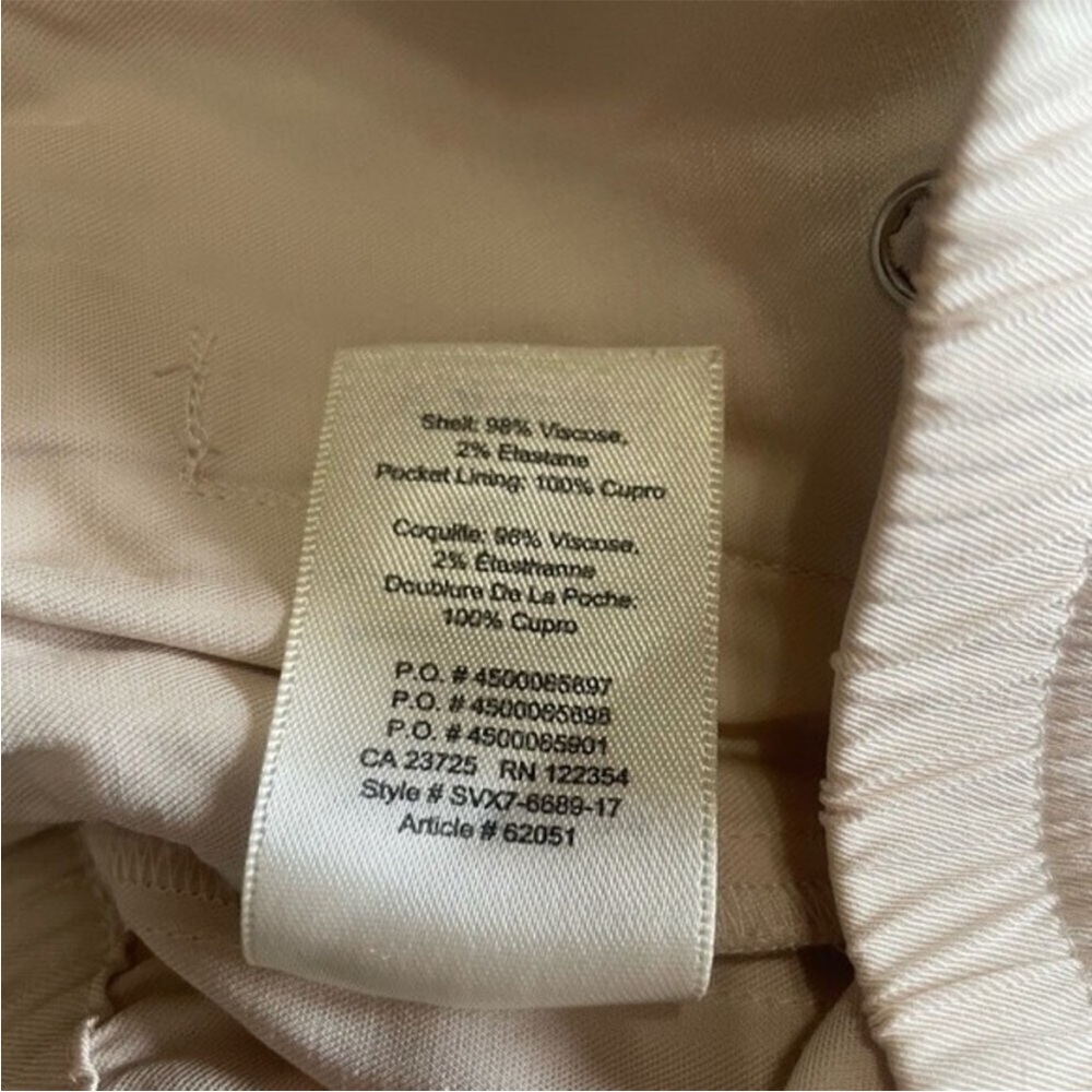 Wilfred Free Pull On Old Money Silky Preppy Pants‎ Color Cream Beige Size XS - Picture 10 of 12